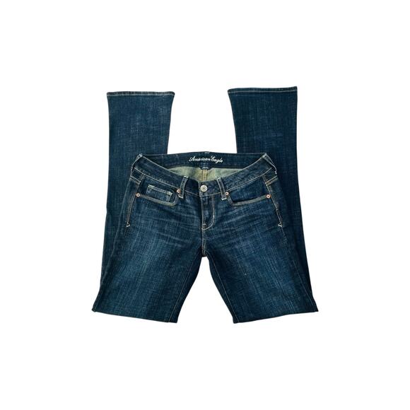 American Eagle Women's Dark Wash Skinny Kick Flare Jeans 6L - Picture 4 of 10